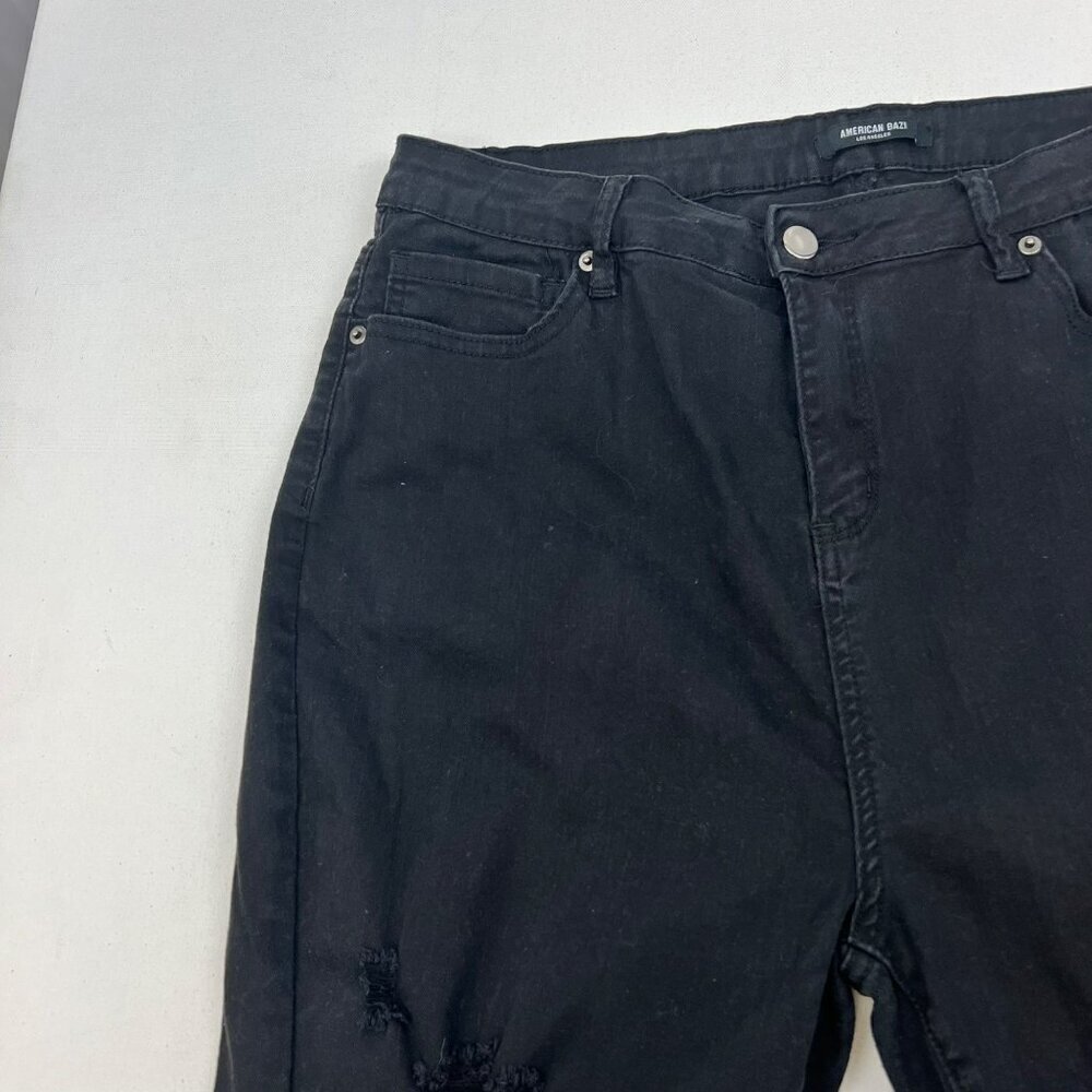 American Bazi Women’s Distressed Skinny Jeans High Rise Black Size 1X - Picture 4 of 9
